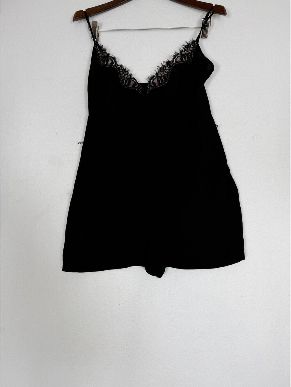 BCBGMAXAZRIA Black Lace Trim Romper Babydoll‎ Lingerie XXS